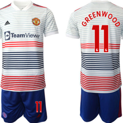 Manchester United #11 Greenwoond 22/23 White Away Soccer Jersey Suit