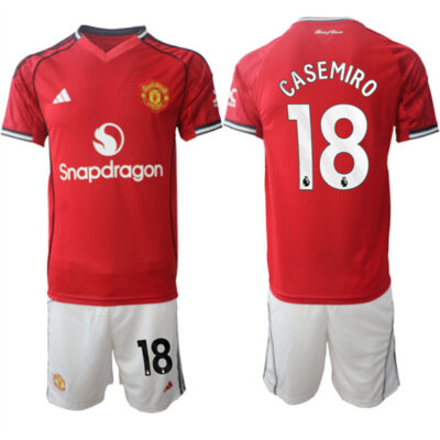 Manchester United #18 Casemiro2025/26 Red Home Soccer Jersey Suit