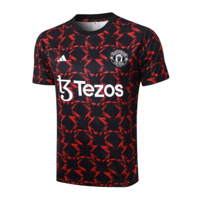Alternative view of Manchester United 2024 2025 Black Red Soccer Jersey Shorts Set