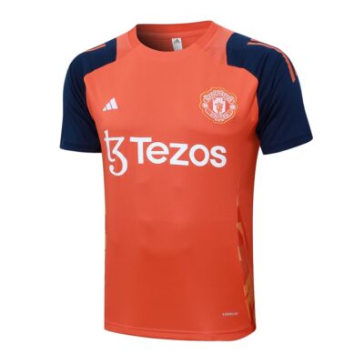 Alternative view of Manchester United 2024 2025 Orange Soccer Jersey Shorts Set