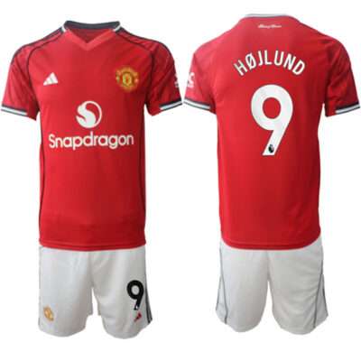 Manchester United #9 Rasmus Hojlund 2025/26 Red Home Soccer Jersey Suit