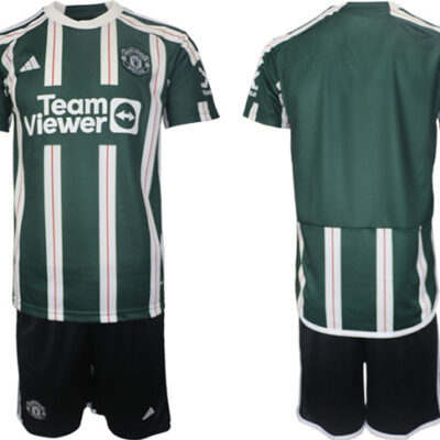 Manchester United Custom 2023/24 Green Away Soccer Jersey Suit