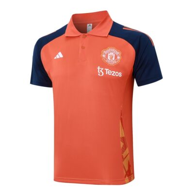 Alternative view of Manchester United Polo + Pants 2024 2025 Orange Training Tracksuit
