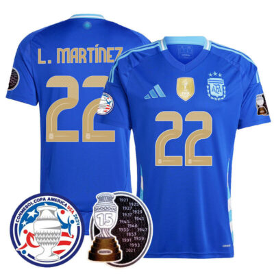 Men's Argentina 2024 Player Limited Jersey - Lautaro Martinez - 22 / Away