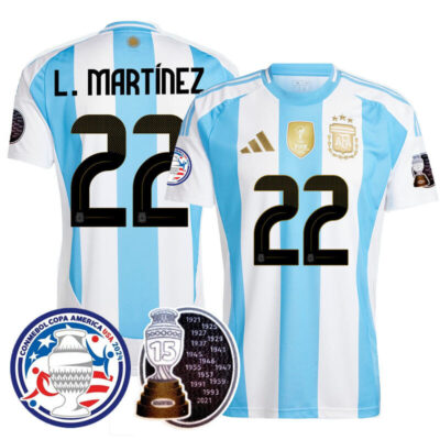 Men's Argentina 2024 Player Limited Jersey - Lautaro Martinez - 22 / Home