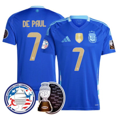 Men's Argentina 2024 Player Limited Jersey - Rodrigo De Paul - 7 / Away