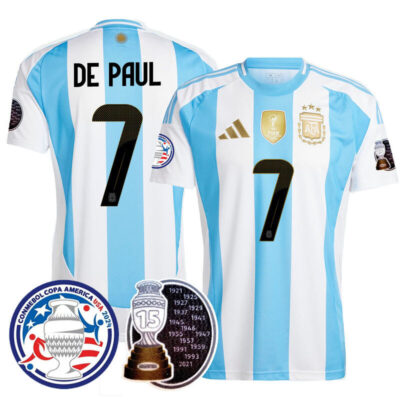 Men's Argentina 2024 Player Limited Jersey - Rodrigo De Paul - 7 / Home
