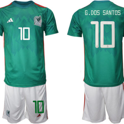 Mexico #10 G.dos Santos Green Home Soccer Jersey Suit
