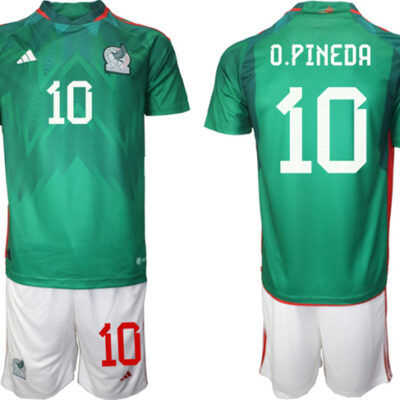Mexico #10 O.Pineda Green Home Soccer Jersey Suit