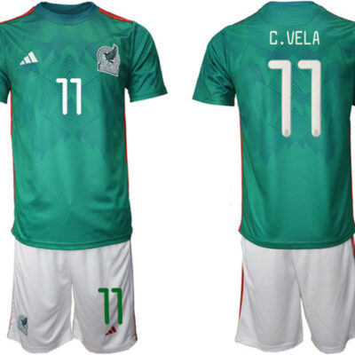 Mexico #11 C.Vela Green Home Soccer Jersey Suit