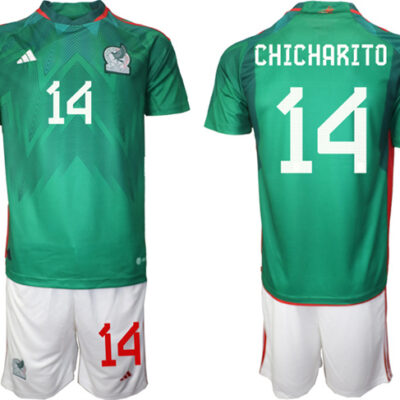 Mexico #14 Chicharito Green Home Soccer Jersey Suit