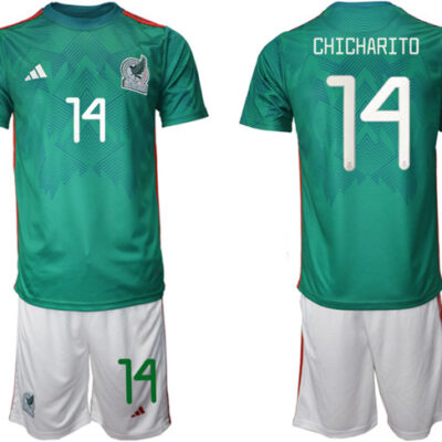 Mexico #14 Chicharito Green Home Soccer Jersey Suit