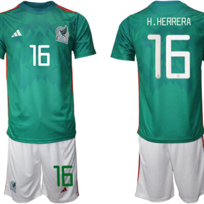 Mexico #16 H.herrera Green Home Soccer Jersey Suit