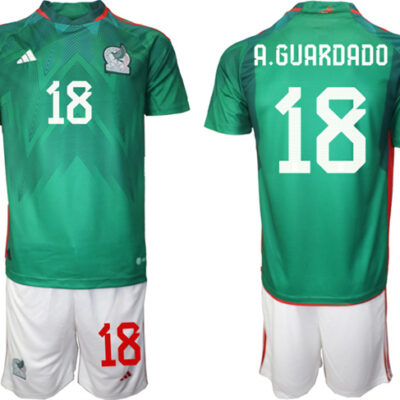 Mexico #18 A.Guardado Green Home Soccer Jersey Suit