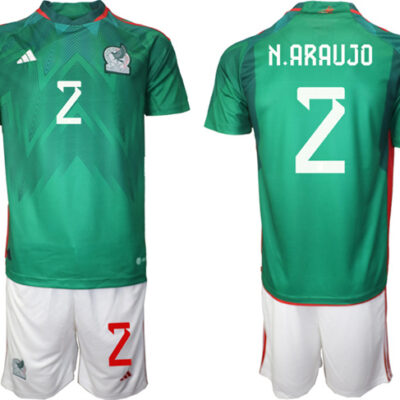 Mexico #2 N.Araujo Green Home Soccer Jersey Suit