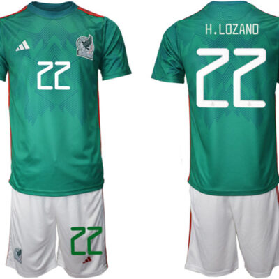 Mexico #22 H.lozano Green Home Soccer Jersey Suit