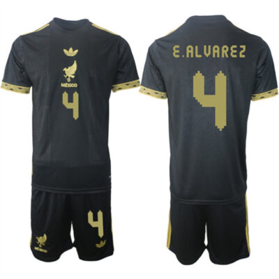 Mexico #4 Edson Alvarez Black Gold 25/26 Soccer Jersey Suit