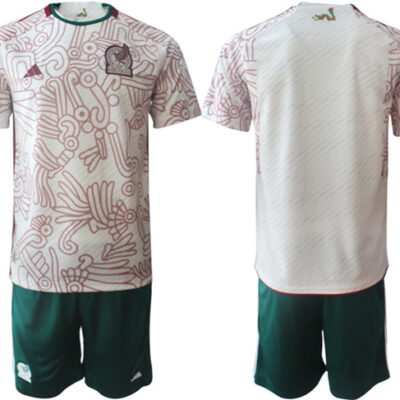 Mexico Blank White Away Soccer Jersey Suit