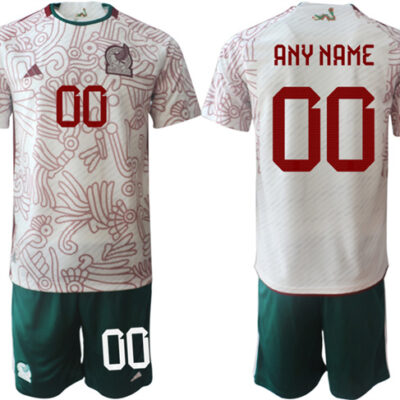 Mexico Custom White Away Soccer Jersey Suit