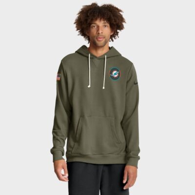 Miami Dolphins 2025 Salute to Service Sideline Standard Issue Dri-FIT Hoodie - Olive