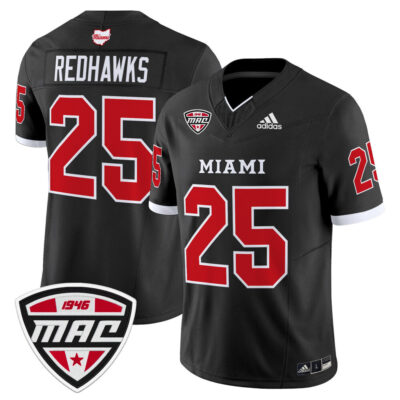 Miami (OH) RedHawks 2025 Vapor Limited Jersey - Black #25 RedHawks