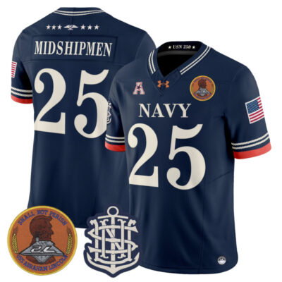 Navy Midshipmen 250th Anniversary Vapor Limited Jersey - Stitched - Navy / #25 Midshipmen