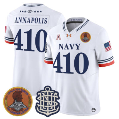 Navy Midshipmen 250th Anniversary Vapor Limited Jersey - Stitched - White / Annapolis 410