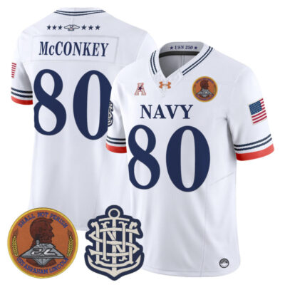 Navy Midshipmen 250th Anniversary Vapor Limited Jersey - Stitched - White / Phil McConkey