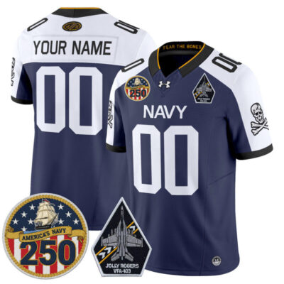 Navy Midshipmen 'Jolly Rogers Edition' Vapor Limited Custom Jersey - 250th Anniversary Patch - Navy Alternate