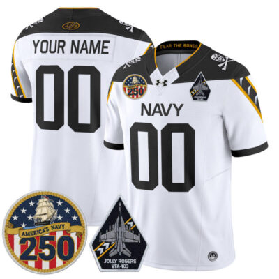 Navy Midshipmen 'Jolly Rogers Edition' Vapor Limited Custom Jersey - 250th Anniversary Patch - White