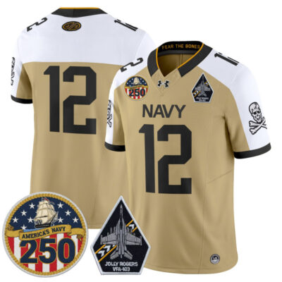 Navy Midshipmen 'Jolly Rogers Edition' Vapor Limited Jersey - 250th Anniversary Patch - Gold Alternate / 12th Man