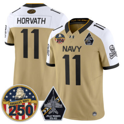 Navy Midshipmen 'Jolly Rogers Edition' Vapor Limited Jersey - 250th Anniversary Patch - Gold Alternate / Blake Horvath