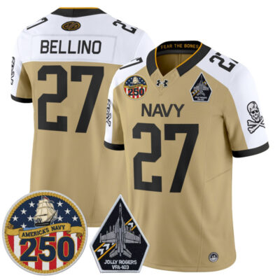Navy Midshipmen 'Jolly Rogers Edition' Vapor Limited Jersey - 250th Anniversary Patch - Gold Alternate / Joe Bellino