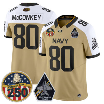 Navy Midshipmen 'Jolly Rogers Edition' Vapor Limited Jersey - 250th Anniversary Patch - Gold Alternate / Phil McConkey
