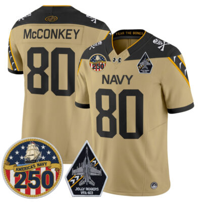 Navy Midshipmen 'Jolly Rogers Edition' Vapor Limited Jersey - 250th Anniversary Patch - Gold / Phil McConkey