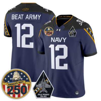 Navy Midshipmen 'Jolly Rogers Edition' Vapor Limited Jersey - 250th Anniversary Patch - Navy / #12 Beat Army