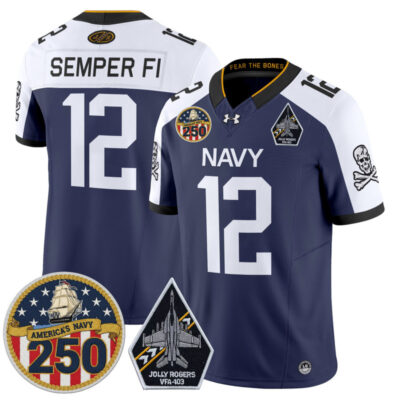 Navy Midshipmen 'Jolly Rogers Edition' Vapor Limited Jersey - 250th Anniversary Patch - Navy Alternate / #12 Semper Fi