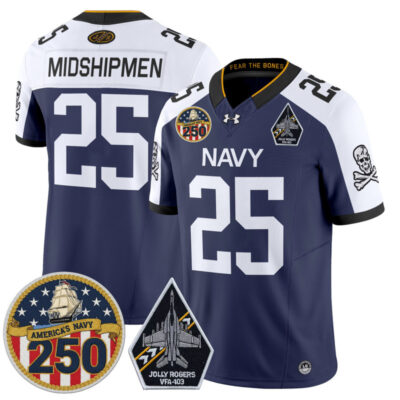 Navy Midshipmen 'Jolly Rogers Edition' Vapor Limited Jersey - 250th Anniversary Patch - Navy Alternate / #25 Midshipmen