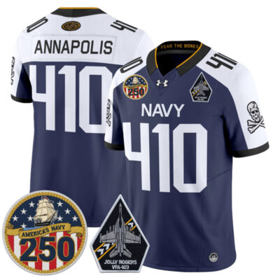 Navy Midshipmen 'Jolly Rogers Edition' Vapor Limited Jersey - 250th Anniversary Patch - Navy Alternate / Annapolis 410