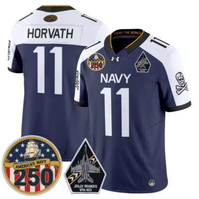 Navy Midshipmen 'Jolly Rogers Edition' Vapor Limited Jersey - 250th Anniversary Patch - Navy Alternate / Blake Horvath