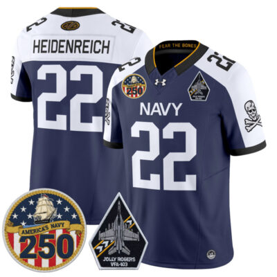 Navy Midshipmen 'Jolly Rogers Edition' Vapor Limited Jersey - 250th Anniversary Patch - Navy Alternate / Eli Heidenreich