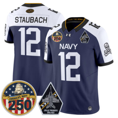 Navy Midshipmen 'Jolly Rogers Edition' Vapor Limited Jersey - 250th Anniversary Patch - Navy Alternate / Roger Staubach