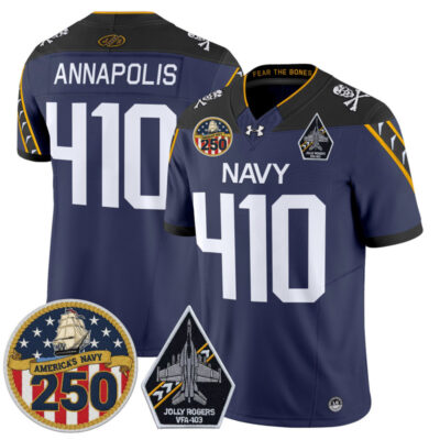 Navy Midshipmen 'Jolly Rogers Edition' Vapor Limited Jersey - 250th Anniversary Patch - Navy / Annapolis 410
