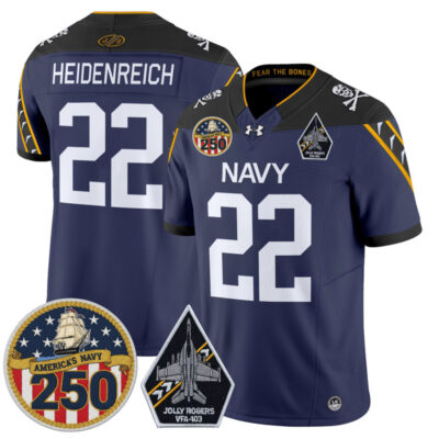 Navy Midshipmen 'Jolly Rogers Edition' Vapor Limited Jersey - 250th Anniversary Patch - Navy / Eli Heidenreich
