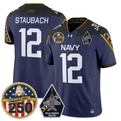 Navy Midshipmen 'Jolly Rogers Edition' Vapor Limited Jersey - 250th Anniversary Patch - Navy / Roger Staubach