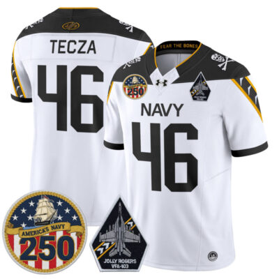 Navy Midshipmen 'Jolly Rogers Edition' Vapor Limited Jersey - 250th Anniversary Patch - White / Alex Tecza