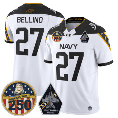 Navy Midshipmen 'Jolly Rogers Edition' Vapor Limited Jersey - 250th Anniversary Patch - White / Joe Bellino