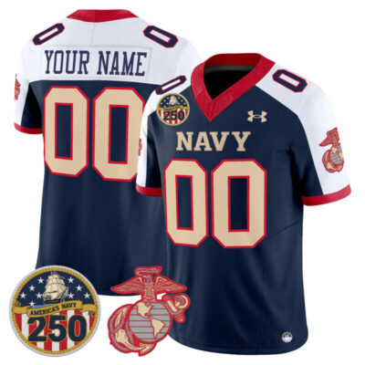 Navy Midshipmen Vapor USMC Premier Custom Jersey - 250th Anniversary Patch - Navy Alternate