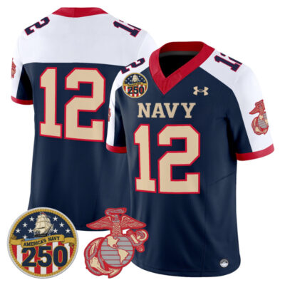 Navy Midshipmen Vapor USMC Premier Jersey - 250th Anniversary Patch - Navy Alternate / 12th Man