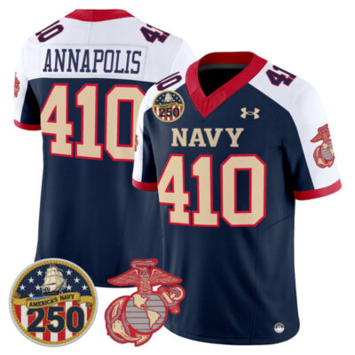 Navy Midshipmen Vapor USMC Premier Jersey - 250th Anniversary Patch - Navy Alternate / Annapolis 410